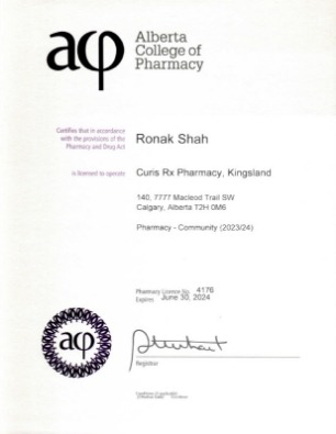 Kingsland Pharmacy License | Calgary Pharmacy | CurisRx Pharmacy & Compounding